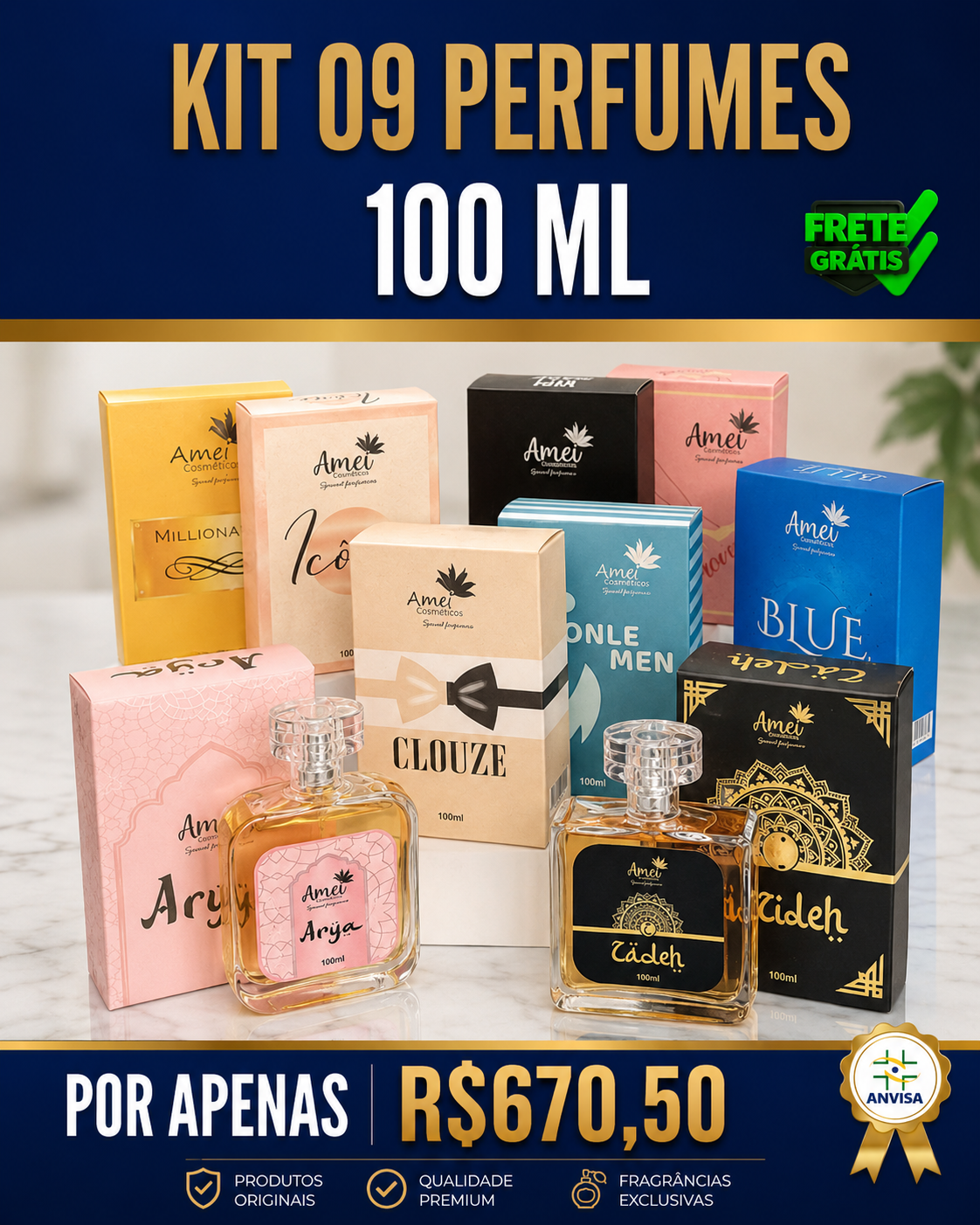 Kit 09 Perfumes 100ml